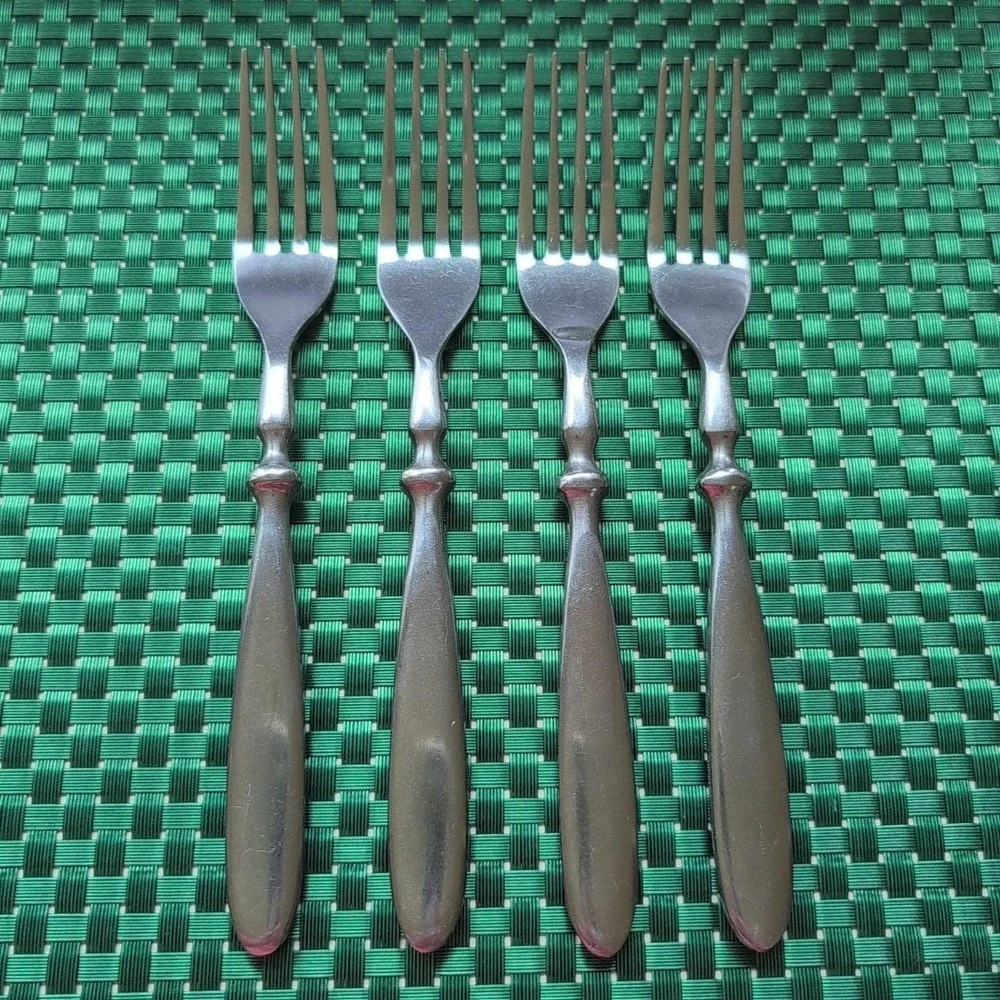 Hampton Silversmiths BISTRO SATIN Dinner Forks Set Lot of 4 Stainless 18/0 Vtg